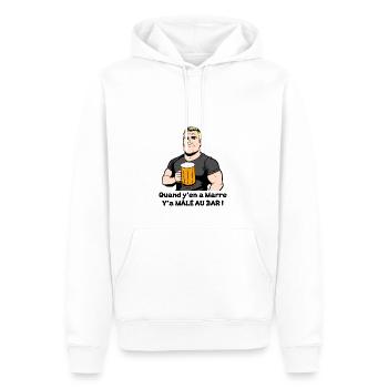 QUAND Y'EN A MARRE, Y'A MÂLE AU BAR ! (alcool) - Sweat à capuche Premium bio Homme - blanc - Devant - Nico (187cm)