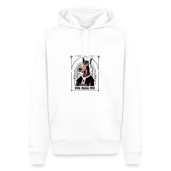 DOG BLESS YOU ! (chien) - Sweat à capuche Premium bio Homme - blanc - Devant - Nico (187cm)
