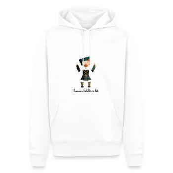 ÉCOSSAIS HABILLÉ EN KIT ! (kilt) - Sweat à capuche Premium bio Homme - blanc - Devant - Nico (187cm)