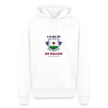 L'AMOUR DU BALLON (vin) - Sweat à capuche Premium bio Homme - blanc - Devant - Nico (187cm)