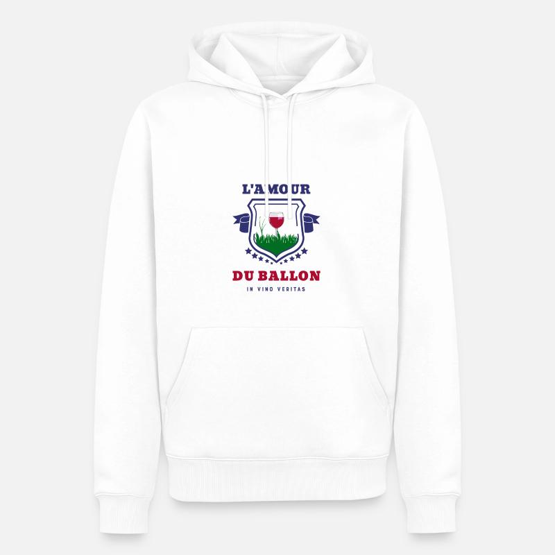 L'AMOUR DU BALLON (vin) - Sweat à capuche Premium bio Homme - blanc