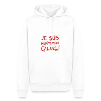 JE SUIS PARFAITEMENT CALME ! - Sweat à capuche Premium bio Homme - blanc - Devant - Nico (187cm)