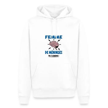 FEMME DE MÉNINGES ! (féministe, féminisme) - Sweat à capuche Premium bio Homme - blanc - Devant - Nico (187cm)