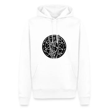 Knochenhand mit Pentagramm macht devil horns - Männer Premium Bio Hoodie - Weiß - Vorne - Nico (187cm)