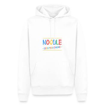NOODLE, GOOD FOOD ENGINE ! (cuisine) - Sweat à capuche Premium bio Homme - blanc - Devant - Nico (187cm)