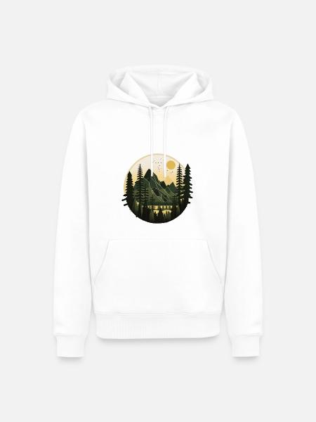 Berge, Meer, Sonne, Natur, Wandern, Strand, Wald - Männer Premium Bio Hoodie - Weiß