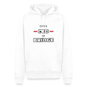 Cadeau bridge humour joueur drôle - Sweat à capuche Premium bio Homme - blanc - Devant - Nico (187cm)