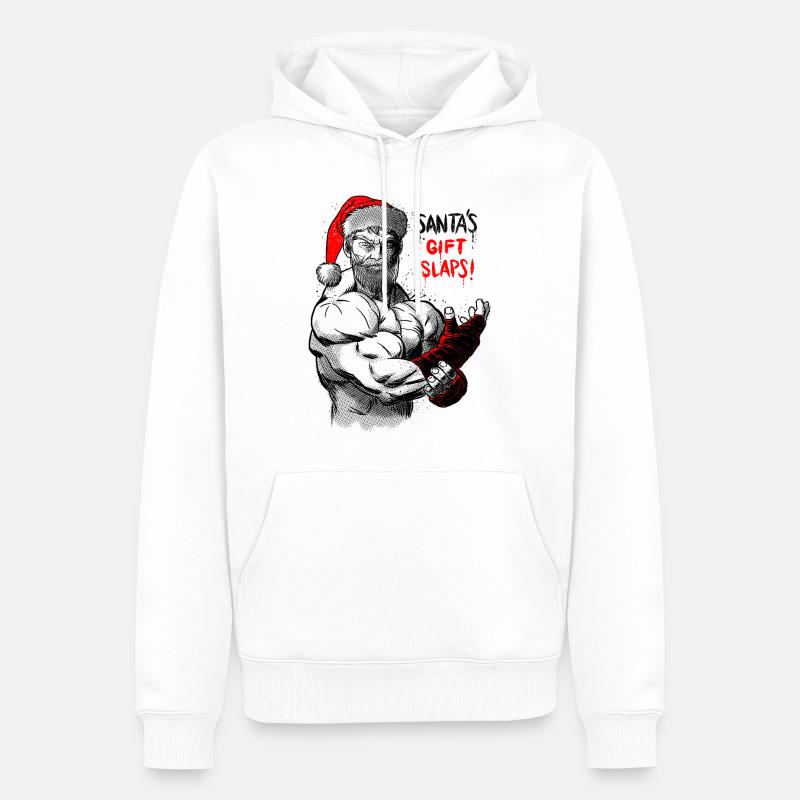 Der Weihnachtsmann verschenkt Ohrfeigen - Männer Premium Bio Hoodie - Weiß