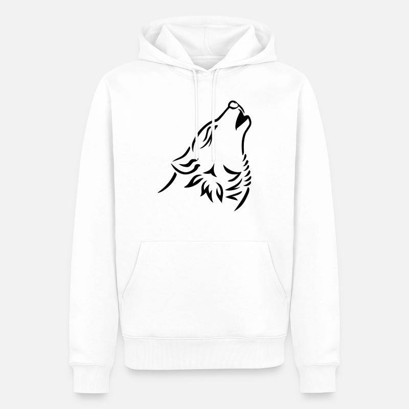 Loup - Sweat à capuche Premium bio Homme - blanc