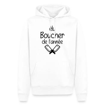 élu Boucher de l'année ! - Sweat à capuche Premium bio Homme - blanc - Devant - Nico (187cm)