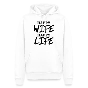 Happy wife, happy life - Sweat à capuche Premium bio Homme - blanc - Devant - Nico (187cm)