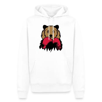 ours boxeur gant boxe - Sweat à capuche Premium bio Homme - blanc - Devant - Nico (187cm)