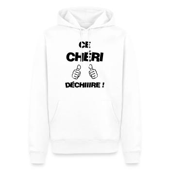 Amour / Saint Valentin / Coeur / Bébé / Love - Sweat à capuche Premium bio Homme - blanc - Devant - Nico (187cm)