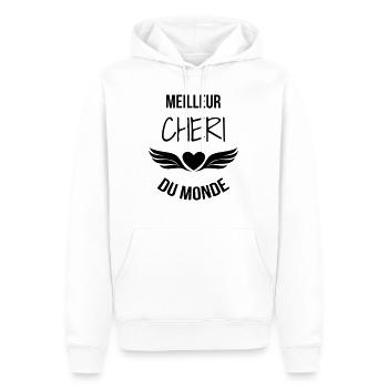 Amour / Saint Valentin / Coeur / Bébé / Love - Sweat à capuche Premium bio Homme - blanc - Devant - Nico (187cm)