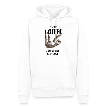 Paresse de café personne ne se blesse donne moi du café - Sweat à capuche Premium bio Homme - blanc - Devant - Nico (187cm)