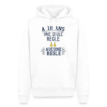 18 ans. Cadeau original anniversaire 18 ans. - Sweat à capuche Premium bio Homme - blanc - Devant - Nico (187cm)