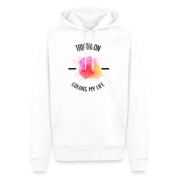 T Shirt Triathlon - Männer Premium Bio Hoodie - Weiß - Vorne - Nico (187cm)