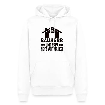 Bâtisseur et papa Rien ne me fait peur - Sweat à capuche Premium bio Homme - blanc - Devant - Nico (187cm)