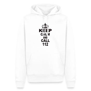 Restez calme et appelez le 112 - Sweat à capuche Premium bio Homme - blanc - Devant - Nico (187cm)