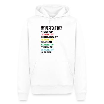 Mon agilité de jour parfaite - Sweat à capuche Premium bio Homme - blanc - Devant - Nico (187cm)