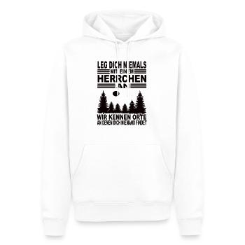 Leg Dich Niemals Mit Einem Herrchen an - Männer Premium Bio Hoodie - Weiß - Vorne - Nico (187cm)