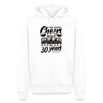 30e anniversaire - Sweat à capuche Premium bio Homme - blanc - Devant - Nico (187cm)