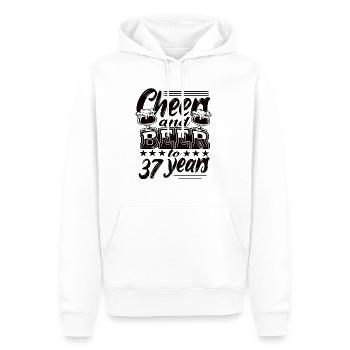 37 ans - Sweat à capuche Premium bio Homme - blanc - Devant - Nico (187cm)