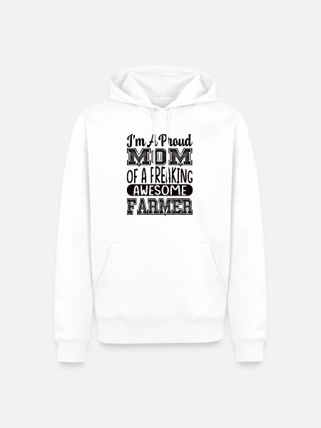 Ik ben een trotse moeder van een geweldige boer - Mannen Premium Bio hoodie - wit