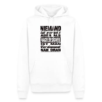 Niemand Ist perfekt aber Nageldesigner man nah dra - Männer Premium Bio Hoodie - Weiß - Vorne - Nico (187cm)