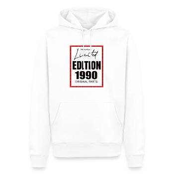 Édition limitée 1990 - Sweat à capuche Premium bio Homme - blanc - Devant - Nico (187cm)