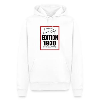 Limited Edition 1970 - Männer Premium Bio Hoodie - Weiß - Vorne - Nico (187cm)