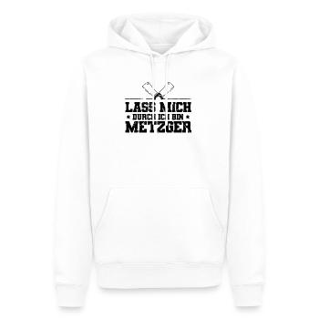 Fleischer Metzger - Männer Premium Bio Hoodie - Weiß - Vorne - Nico (187cm)