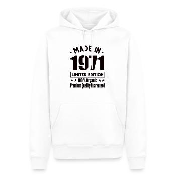 Fabriqué en 1971 Vintage Retro Limited Edition - Sweat à capuche Premium bio Homme - blanc - Devant - Nico (187cm)