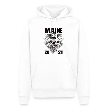 Fabriqué en 2021 Vintage Retro Limited Edition - Sweat à capuche Premium bio Homme - blanc - Devant - Nico (187cm)