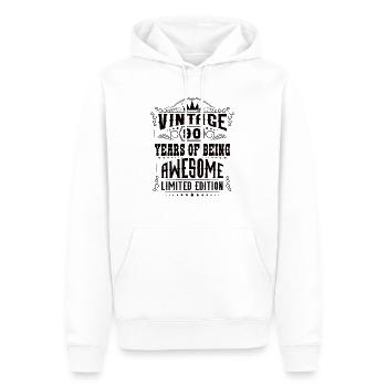 90 ans d’être génial 90 anniversaire 90 ans - Sweat à capuche Premium bio Homme - blanc - Devant - Nico (187cm)