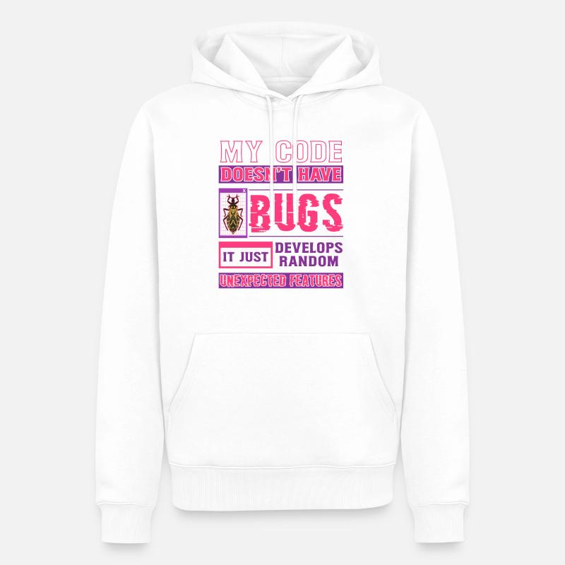 Developer My Code Hat Keine Bugs Funny Coding - Männer Premium Bio Hoodie - Weiß