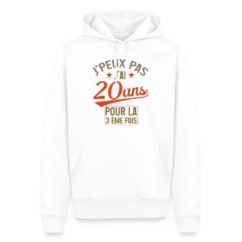 Je peux pas j'ai 20 ans pour la 3ème fois cadeau - Sweat à capuche Premium bio Homme - blanc - Devant - Nico (187cm)