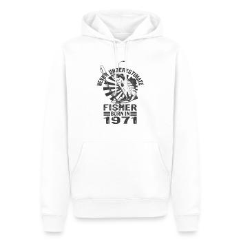 Never Underestimate Fisher Born In 1971 - Männer Premium Bio Hoodie - Weiß - Vorne - Nico (187cm)