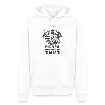 Ne sous-estimez jamais Fisher né en 1981 - Sweat à capuche Premium bio Homme - blanc - Devant - Nico (187cm)