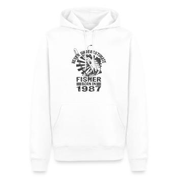 Never Underestimate Fisher Born In 1987 - Männer Premium Bio Hoodie - Weiß - Vorne - Nico (187cm)