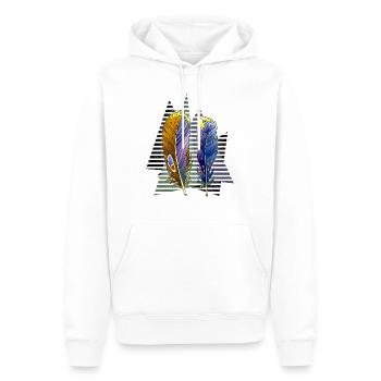 Feder - Männer Premium Bio Hoodie - Weiß - Vorne - Nico (187cm)
