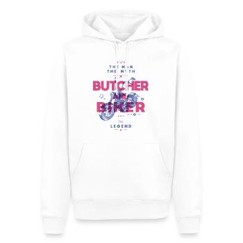 Metzger und Biker der Mann der Mythos die Legende - Männer Premium Bio Hoodie - Weiß - Vorne - Nico (187cm)