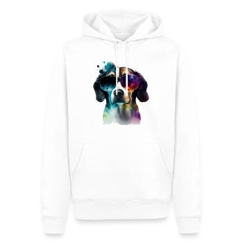 Chien stylé avec des lunettes de soleil - Sweat à capuche Premium bio Homme - blanc - Devant - Nico (187cm)