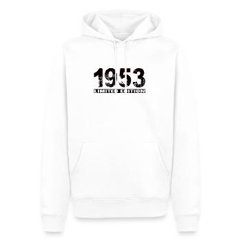 Édition limitée 1953 - Sweat à capuche Premium bio Homme - blanc - Devant - Nico (187cm)