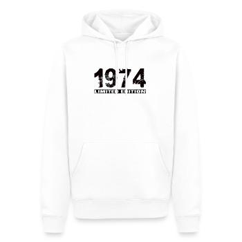 Édition limitée 1974 - Sweat à capuche Premium bio Homme - blanc - Devant - Nico (187cm)