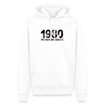 Édition limitée 1980 - Sweat à capuche Premium bio Homme - blanc - Devant - Nico (187cm)
