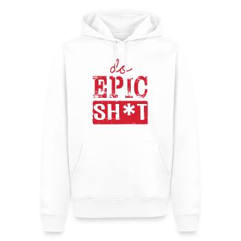 Lustige Sprüche - DO EPIC SHIT - Männer Premium Bio Hoodie - Weiß - Vorne - Nico (187cm)