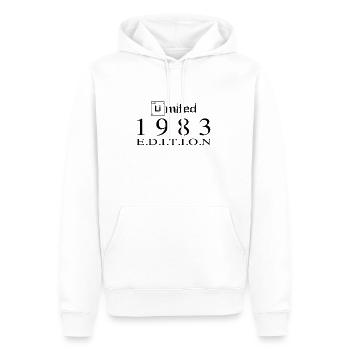Édition limitée 1983 - Sweat à capuche Premium bio Homme - blanc - Devant - Nico (187cm)