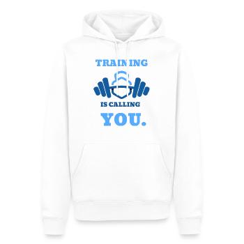 Bodybilding Gym T Shirt - Sweat à capuche Premium bio Homme - blanc - Devant - Nico (187cm)