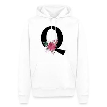 Blumenbuchstabe q - Männer Premium Bio Hoodie - Weiß - Vorne - Nico (187cm)
